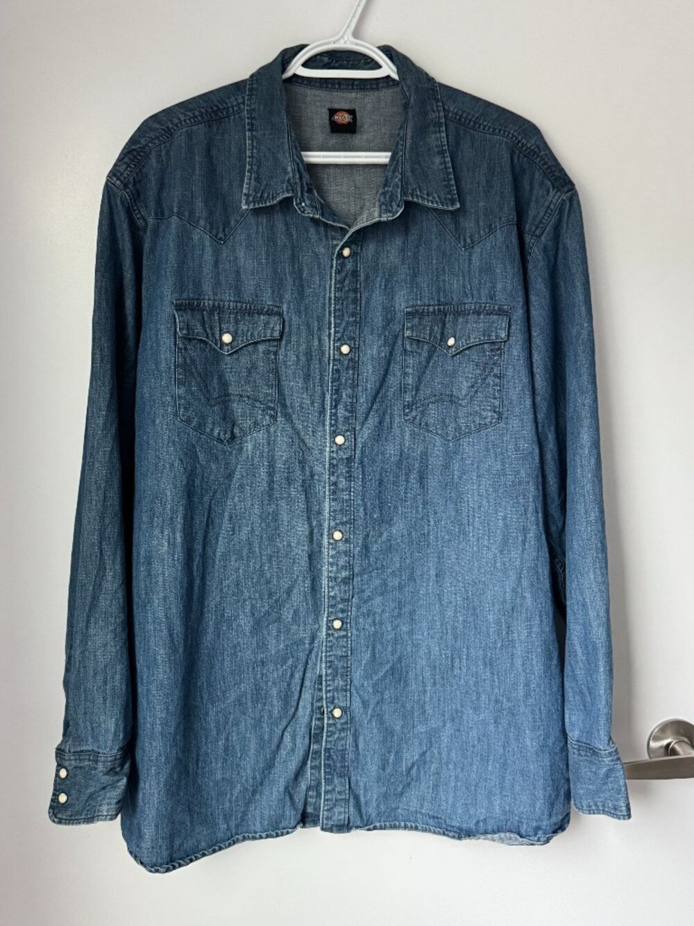 Dickies Men’s Blue Denim Work Shirt Relaxed Fit XL